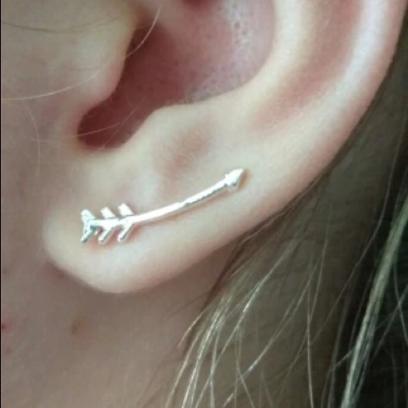 Gold Tone Arrow Ear Climber Sweep Earrings - Picture 2 of 4